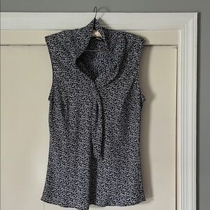 Elegant Blue and White Floral Blouse